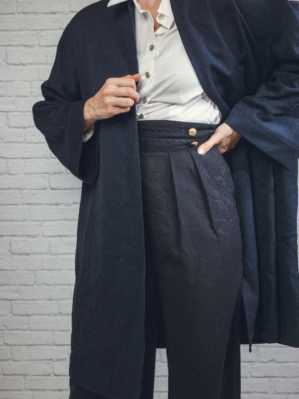 Vintage Italian 100% Wool Navy Smoking Jacket